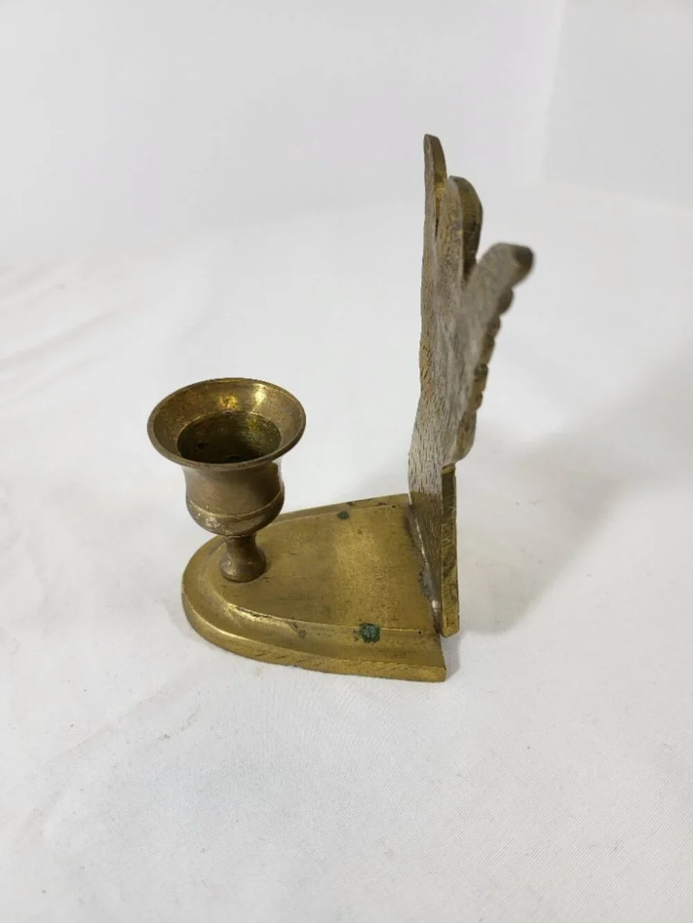 Vintage Solid Brass Praying Angel Panel Candle Holder | Christmas Tabletop Decor